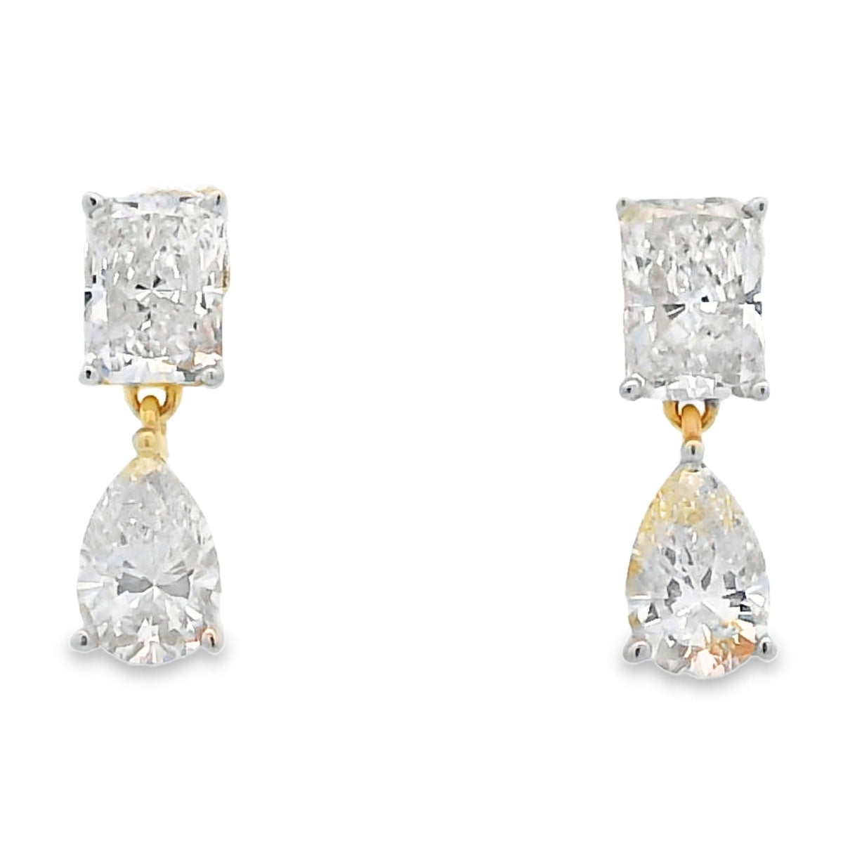 Pendientes de diamantes creados en laboratorio de 2,50 ct, oro amarillo de 14 kt