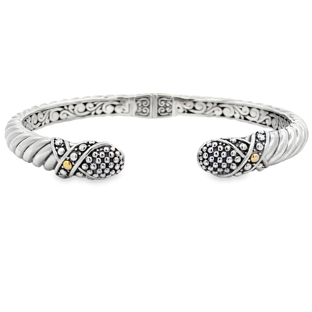 Pulsera de aro de plata de ley y oro de 18 quilates