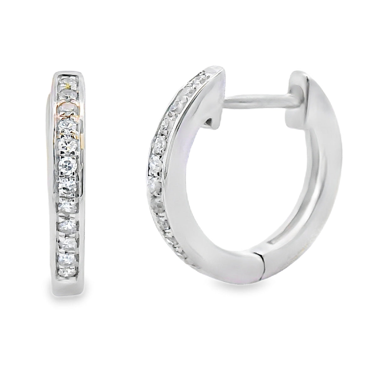 Genuine .08ct Diamond Hoop Earrings 10KT White Gold
