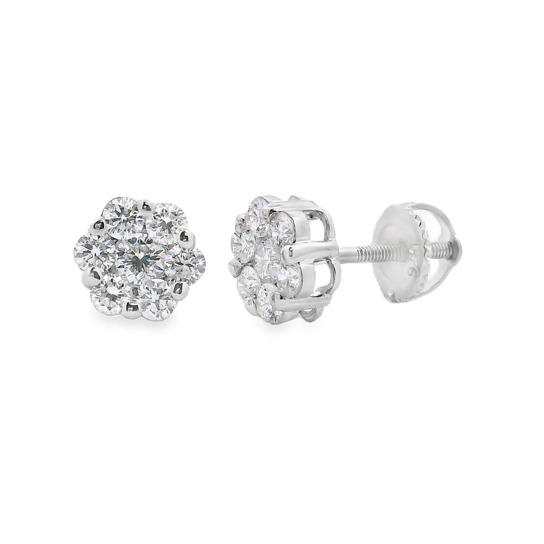 Aretes de diamante cultivado en laboratorio de .86 ct de plata esterlina