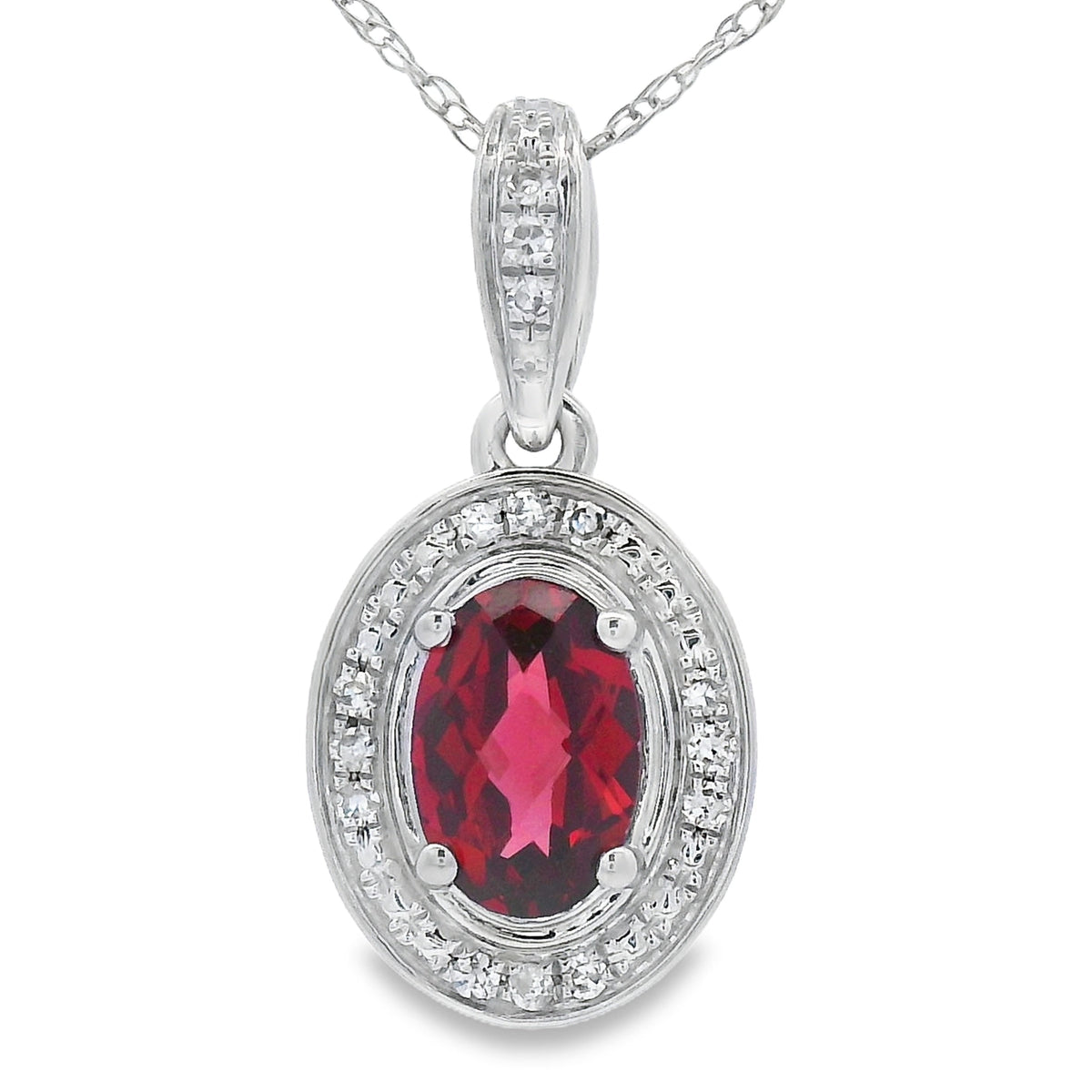 Colgantes de moda de granate y diamantes de 0,58 qt en oro blanco de 10 kt