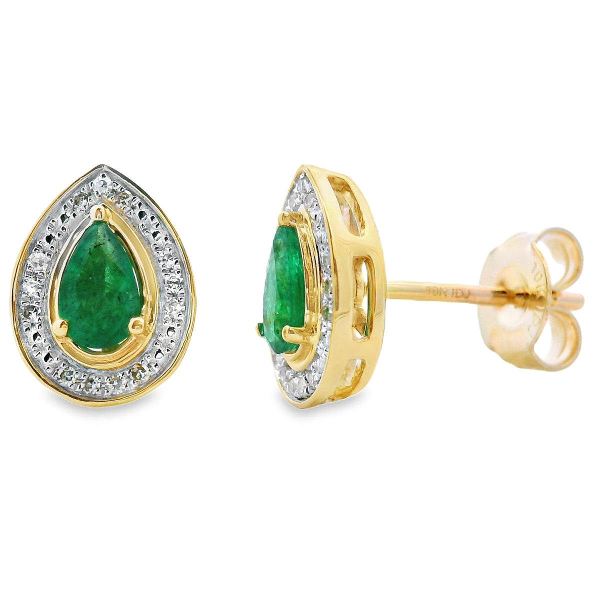 Pendientes de oro amarillo de 10 kt con diamantes esmeralda de 0,45 qt