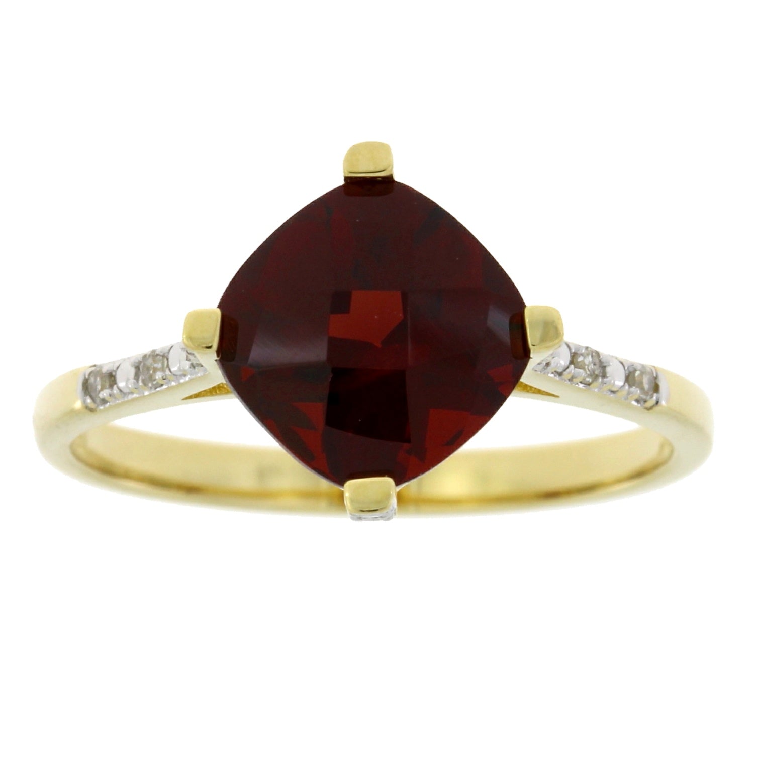 Genuine 1.25ct Garnet Diamond Ring 10KT Yellow Gold