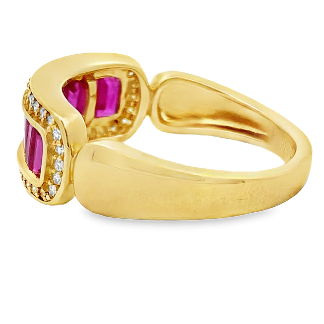 Genuine 1.10ct Ruby Diamond Ring 10KT Yellow Gold
