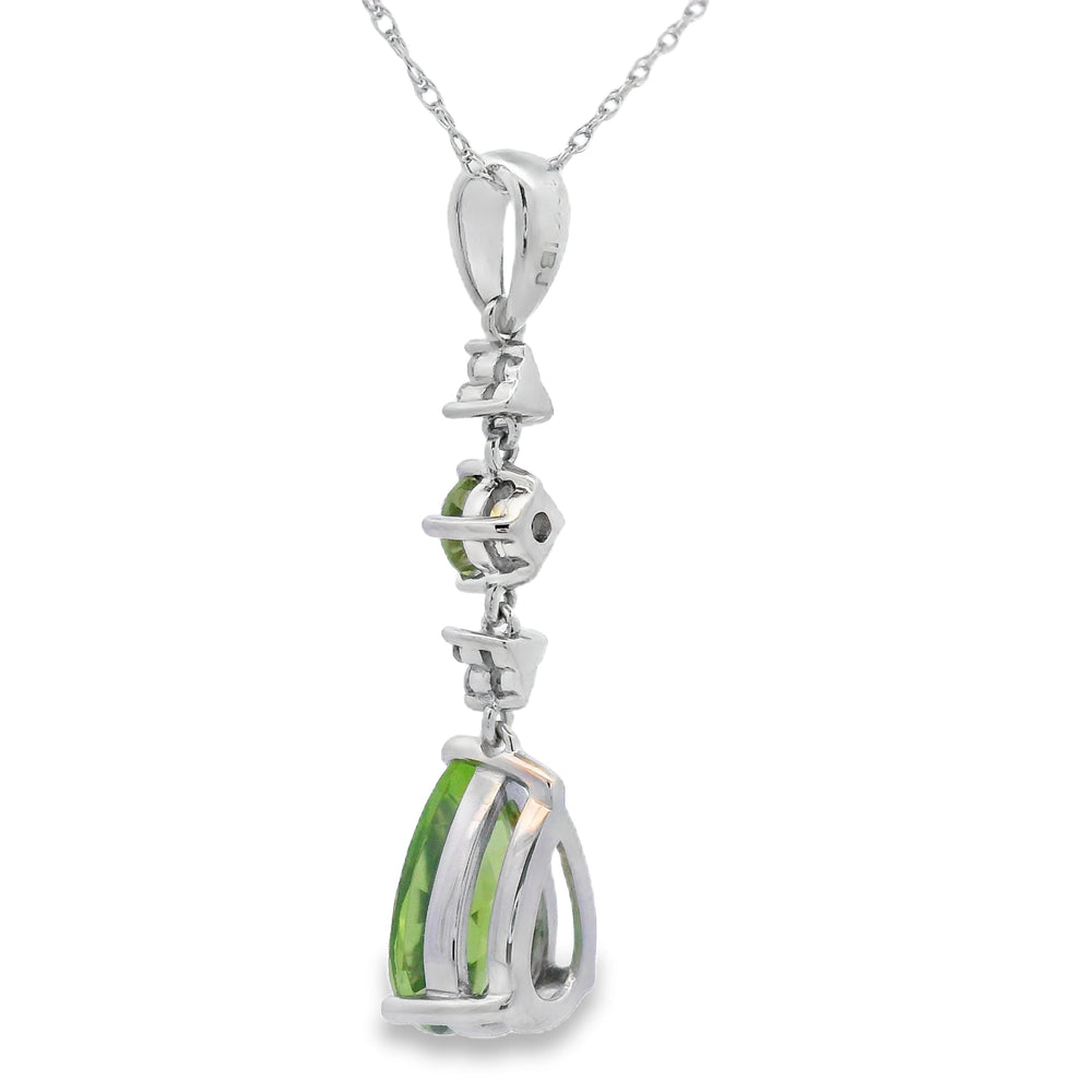 Colgantes de moda de peridoto y diamante de 2.35ct en oro blanco de 10kt