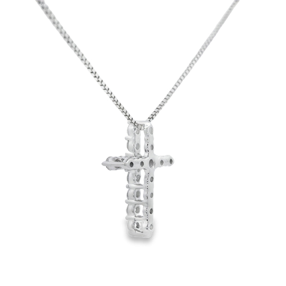 Colgante de cruz religiosa de oro amarillo de 14 quilates con diamante de 0,15 ct