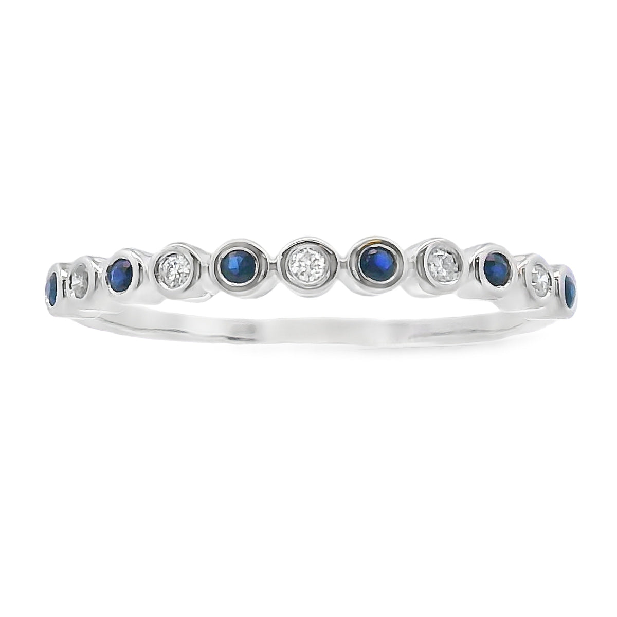 Sapphire Diamond stackable band set 14KT White Gold