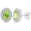 Genuine 1.18ct Peridot Diamond Earrings 10KT White Gold