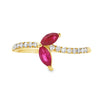 Genuine .35ct Ruby Diamond Ring 14KT Yellow Gold