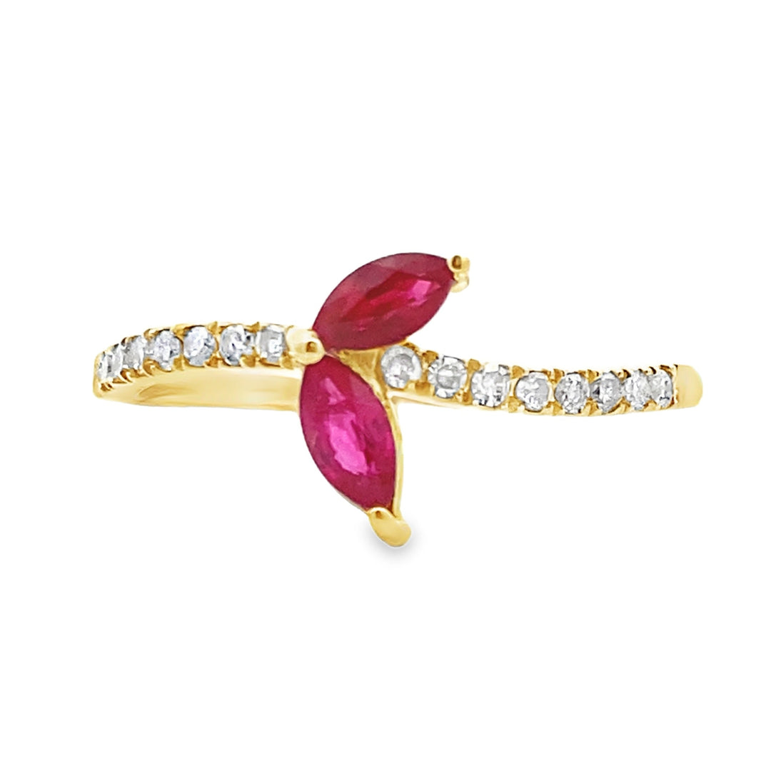 Genuine .35ct Ruby Diamond Ring 14KT Yellow Gold