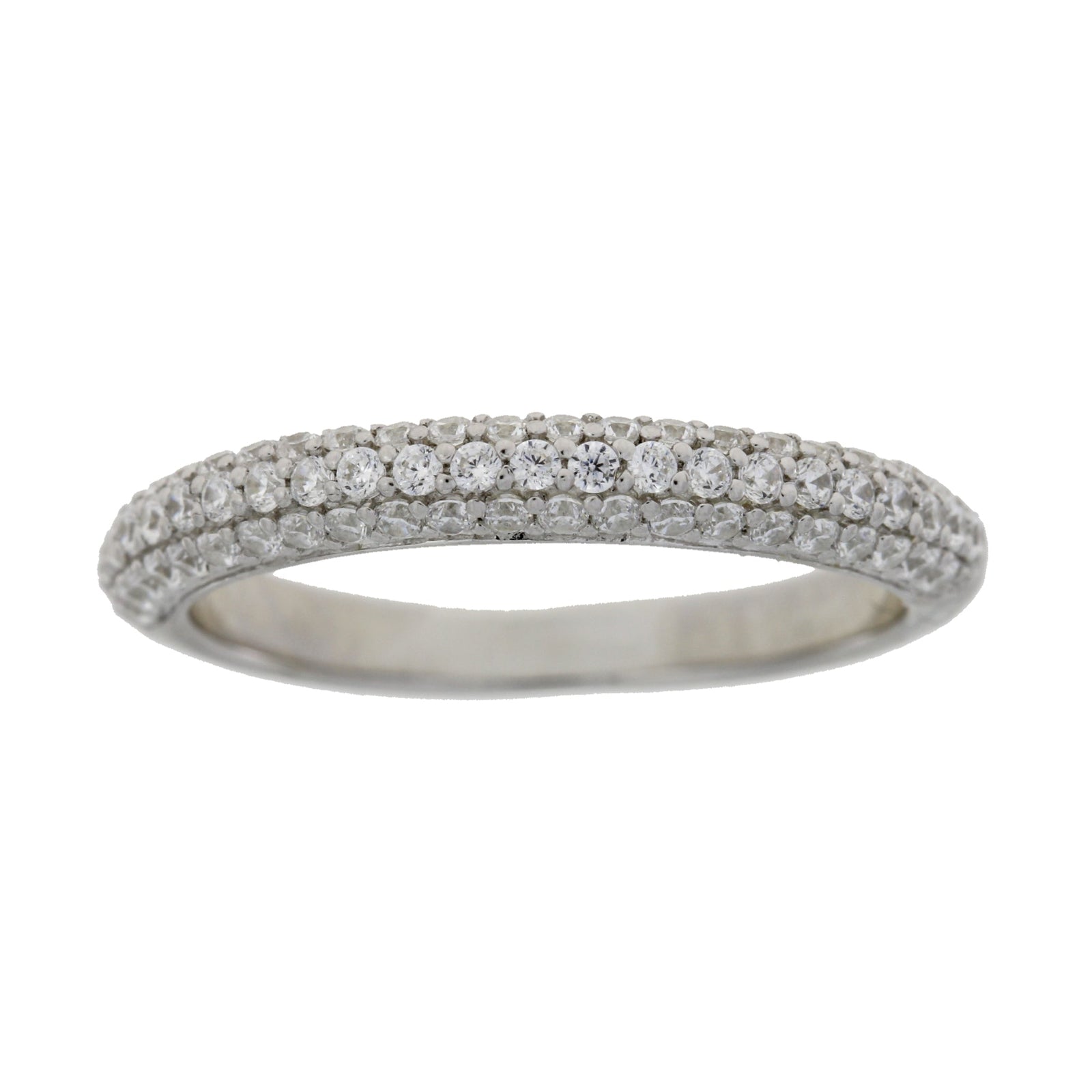 Anillo de banda de boda de circonita cúbica de plata de ley