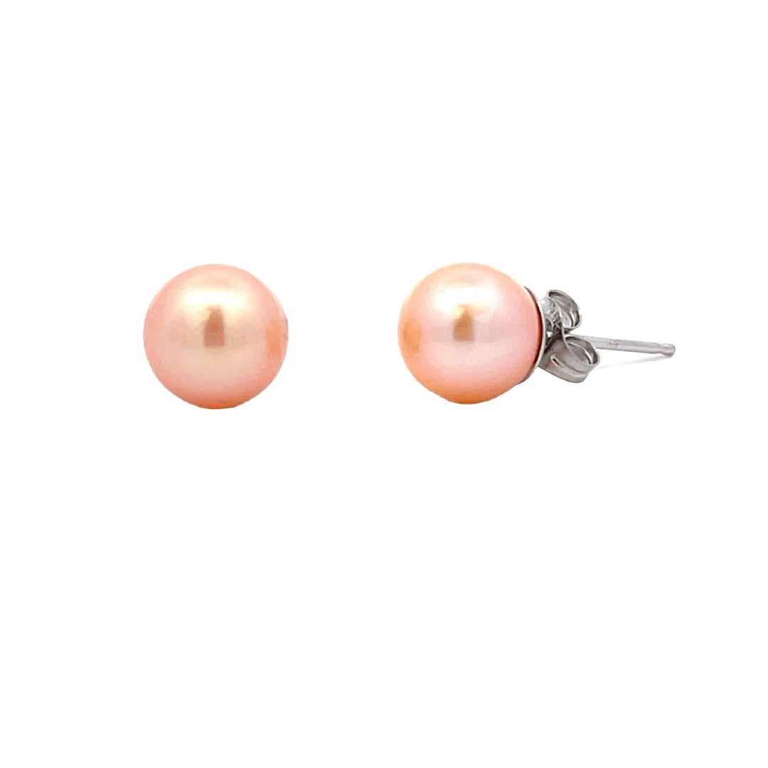 Natural FW Pearl Stud Earrings 14KT White Gold