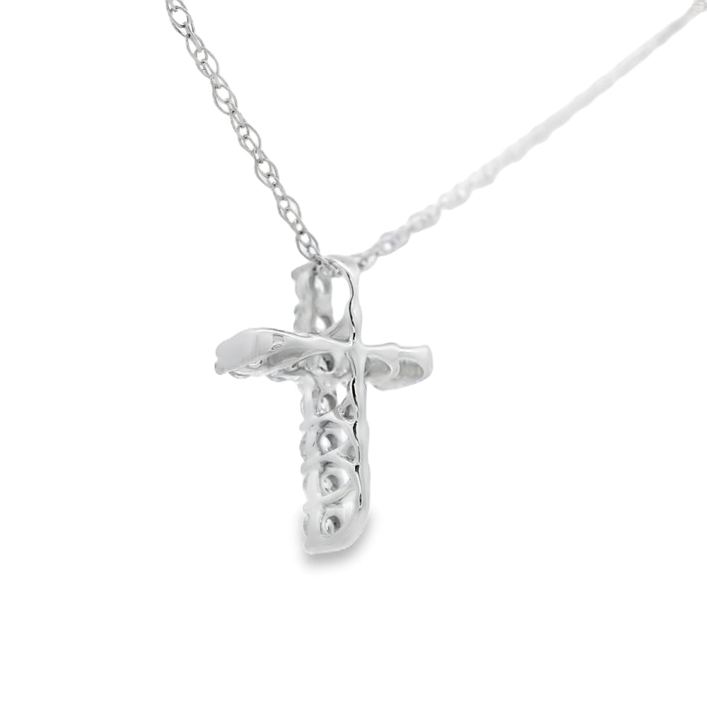 Colgante religioso de cruz con diamante de .12qt de oro blanco de 10kt