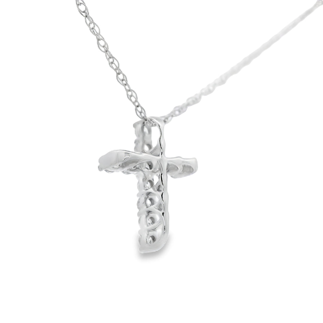 Colgante religioso de cruz con diamante de .12qt de oro blanco de 10kt