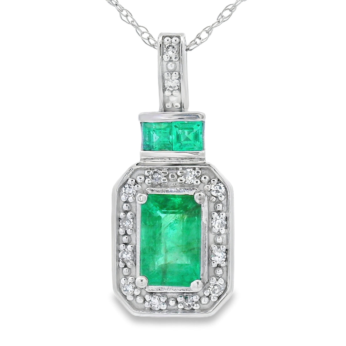 .64ct Emerald Diamond Fashion Pendants 14KT White Gold