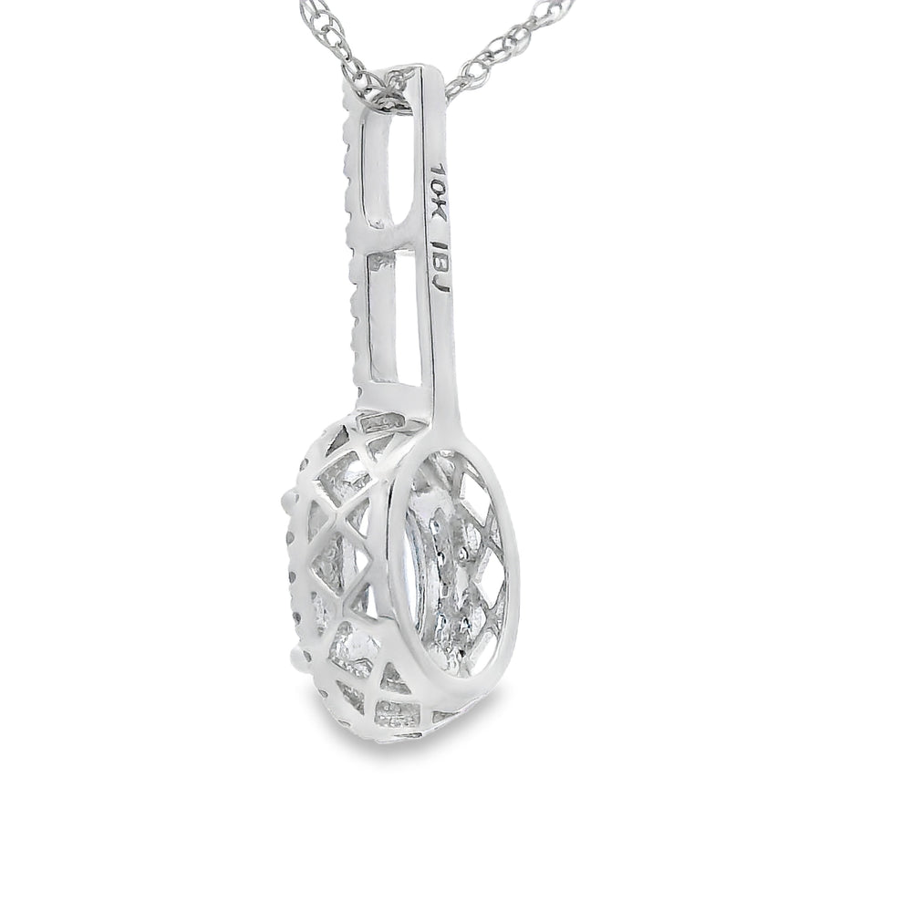 Colgantes de moda de aguamarina y diamantes de oro blanco de 10 KT