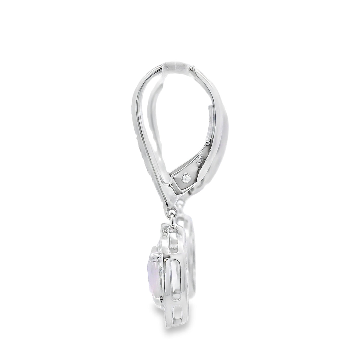 Aretes Colgantes de Cuarzo Rosa y Oro Blanco de 10KT