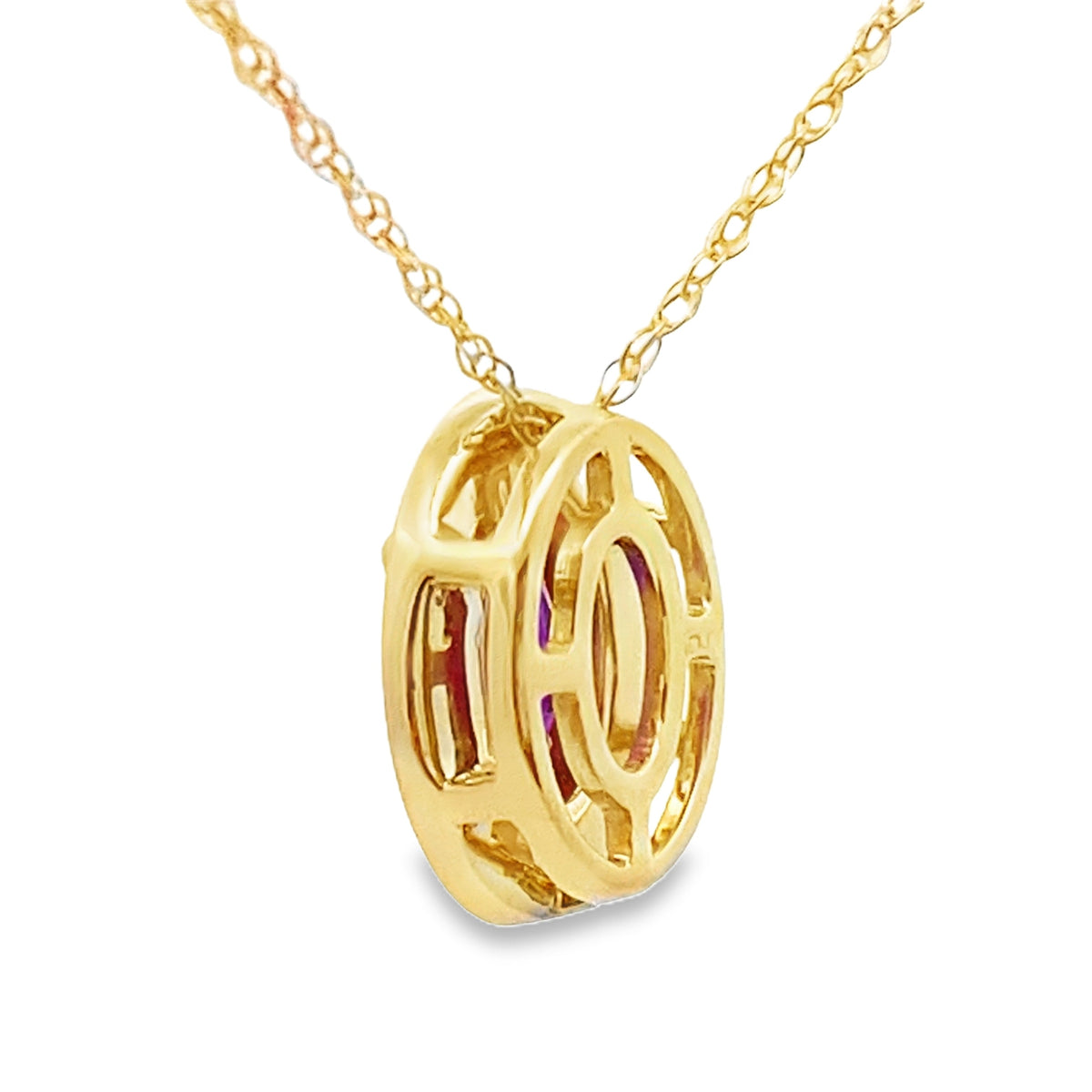 Amethyst Diamond Fashion Pendants 10KT Yellow Gold