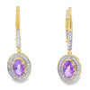 .98ct Amethyst Diamond Dangle Earrings 10KT Yellow Gold