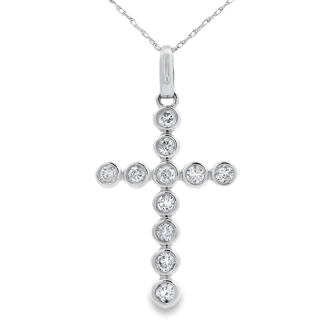 .50ct Diamond Cross Religious Pendant 14KT White Gold
