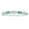 Emerald Diamond stackable band set 14KT White Gold