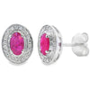 Natural .73ct Ruby Diamond Earrings 10KT White Gold