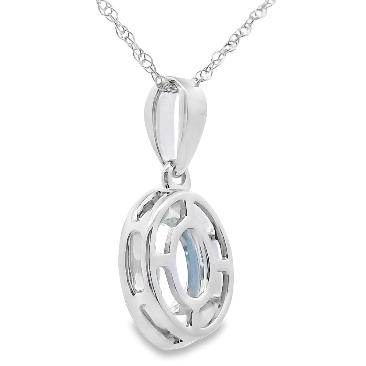 Colgantes de moda de aguamarina y diamantes de oro blanco de 10 KT