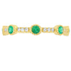 Anillo apilable de diamantes y esmeraldas de oro amarillo de 14 kt