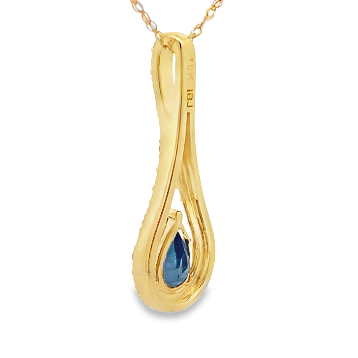 Colgantes de moda de zafiro y diamantes de oro amarillo de 10 quilates