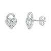 Genuine .06ct Diamond Heart Earrings Sterling Silver