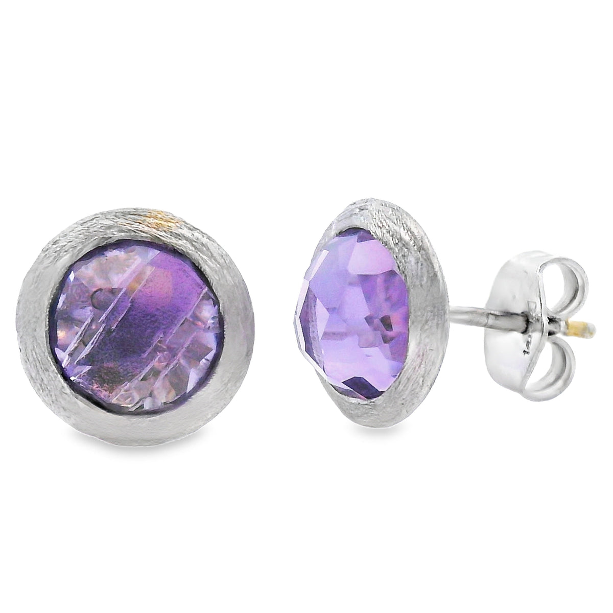 Natural 2.20ct Amethyst Earrings 14KT White Gold