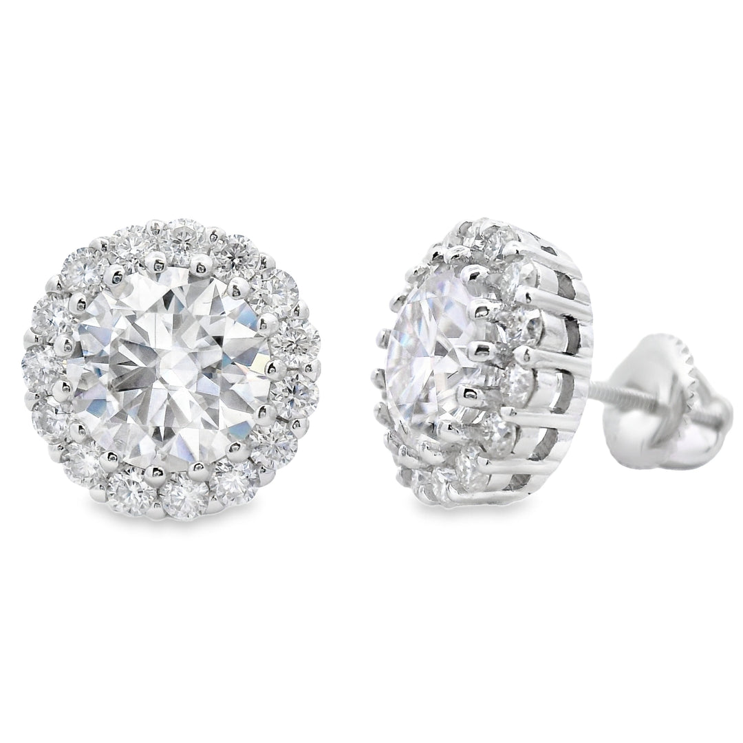 Pendientes de tuerca de moissanita natural de 5,00 ct de plata de ley