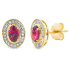 Genuine .67ct Garnet Diamond Earrings 10KT Yellow Gold