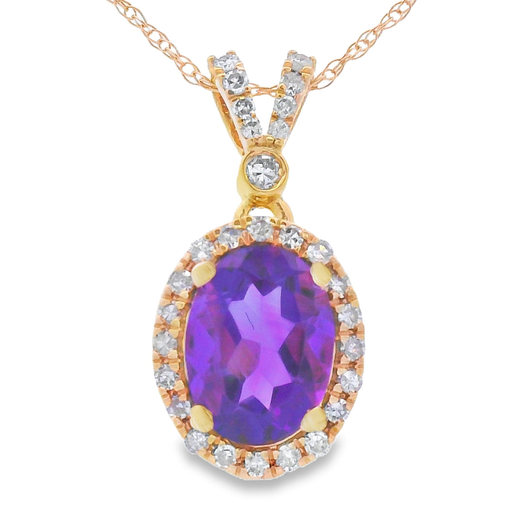Amethyst Diamond Fashion Pendants 14KT Yellow Gold