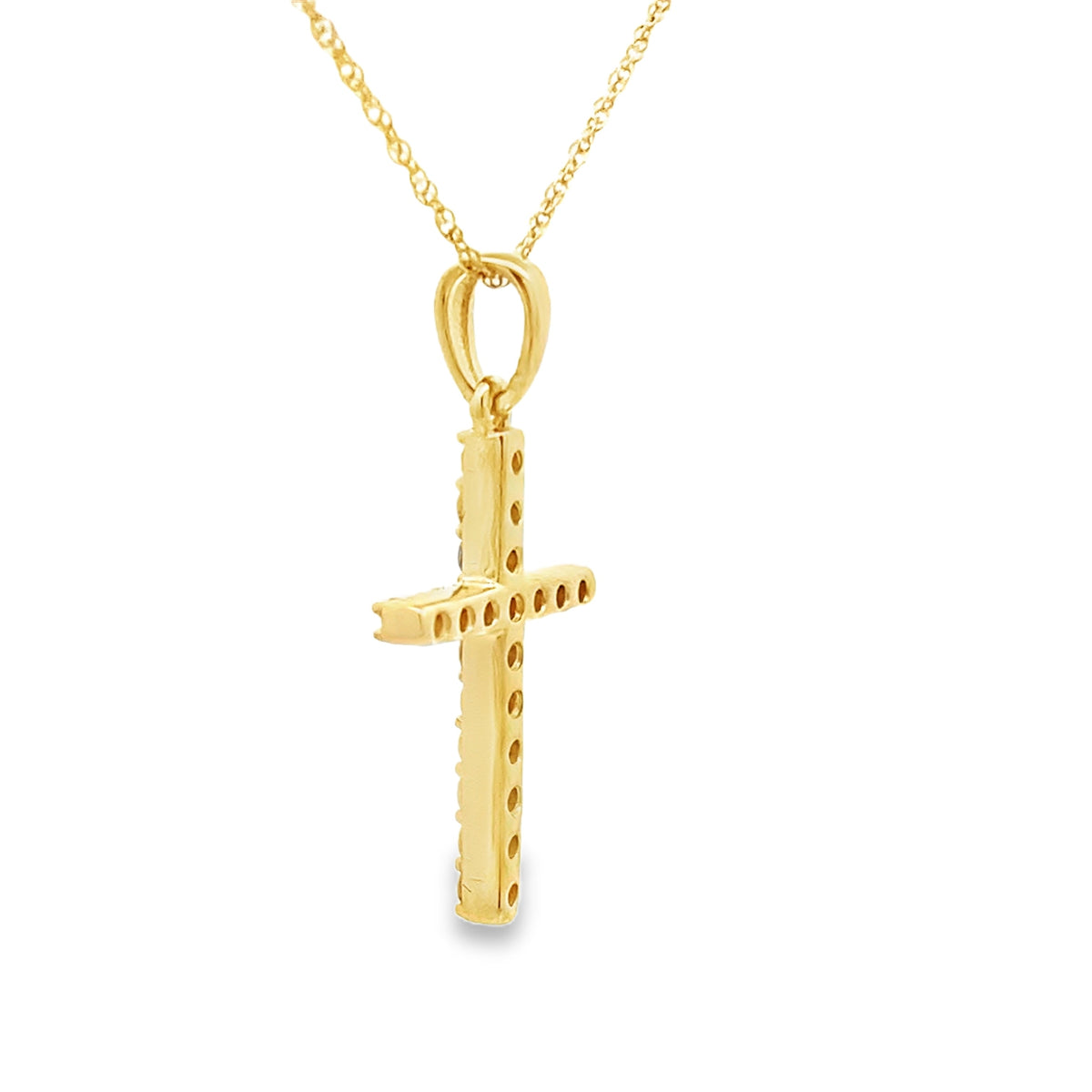 Colgante de cruz religiosa con diamantes de 0,19 ct en oro amarillo de 14 K