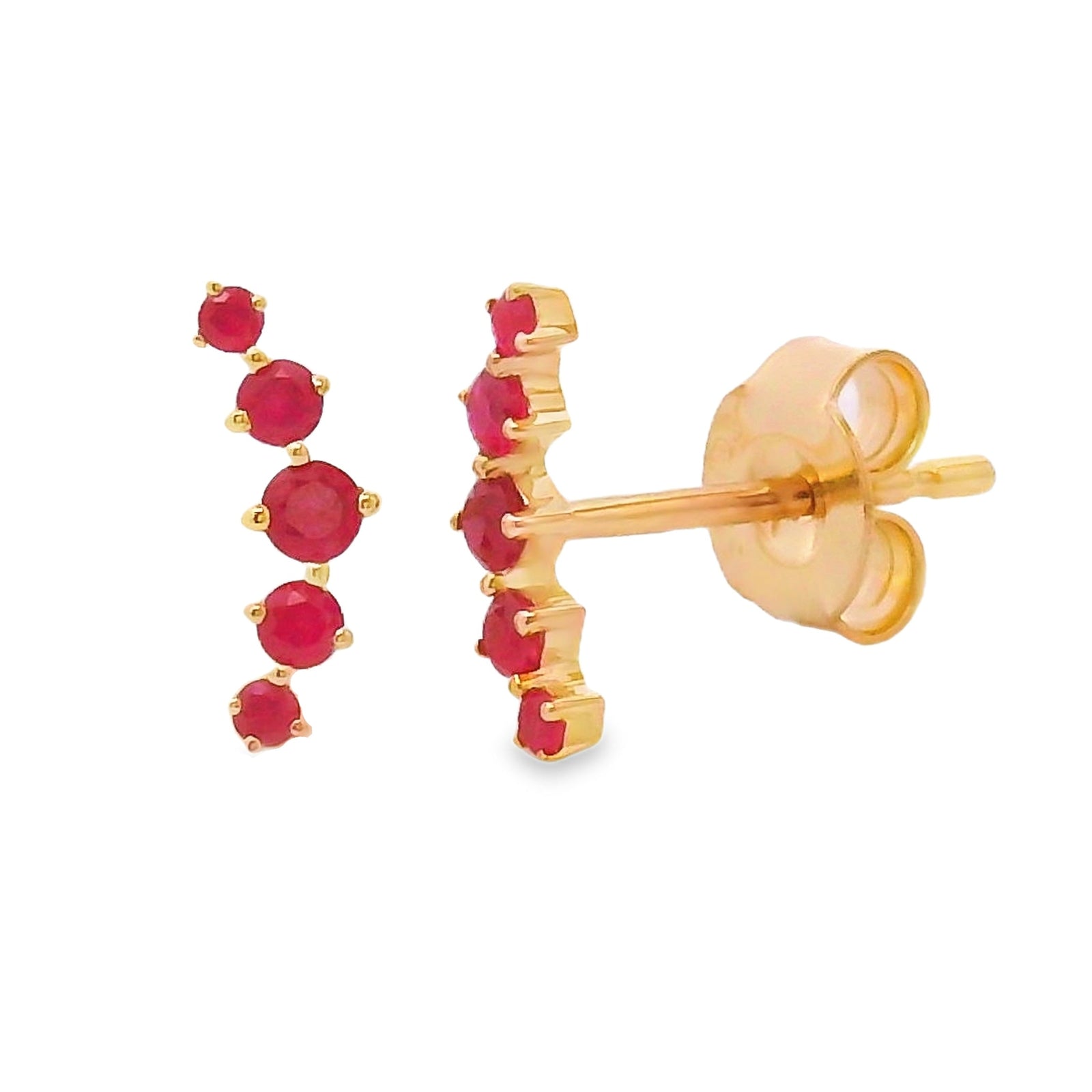 Pendientes de rubí natural de .24 quilates en oro amarillo de 14 quilates