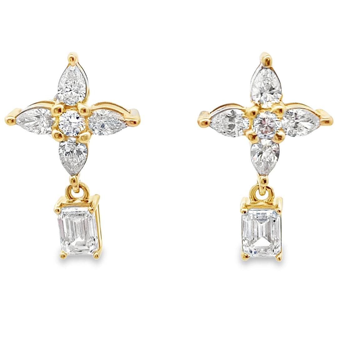 Lab Grown Diamond Dangle Earrings 14KT Yellow Gold