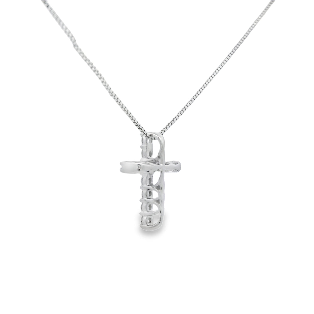Cruz con diamante de 0,15 quilates, colgante religioso, oro blanco de 14 quilates