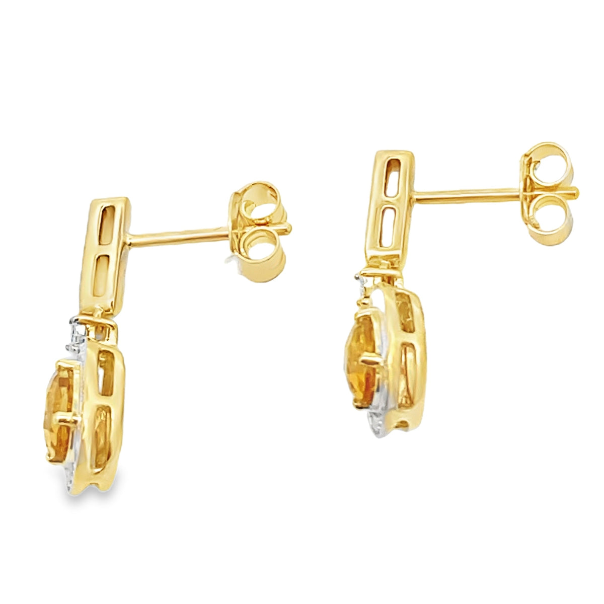 Pendientes Colgantes de Citrino y Diamantes de 1.06ct en Oro Amarillo de 10K
