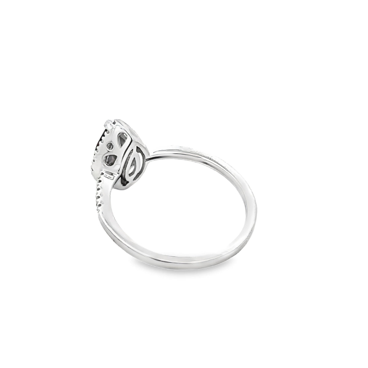 Anillo de oro blanco de 14 KT con granate y diamantes naturales de 1,28 ct