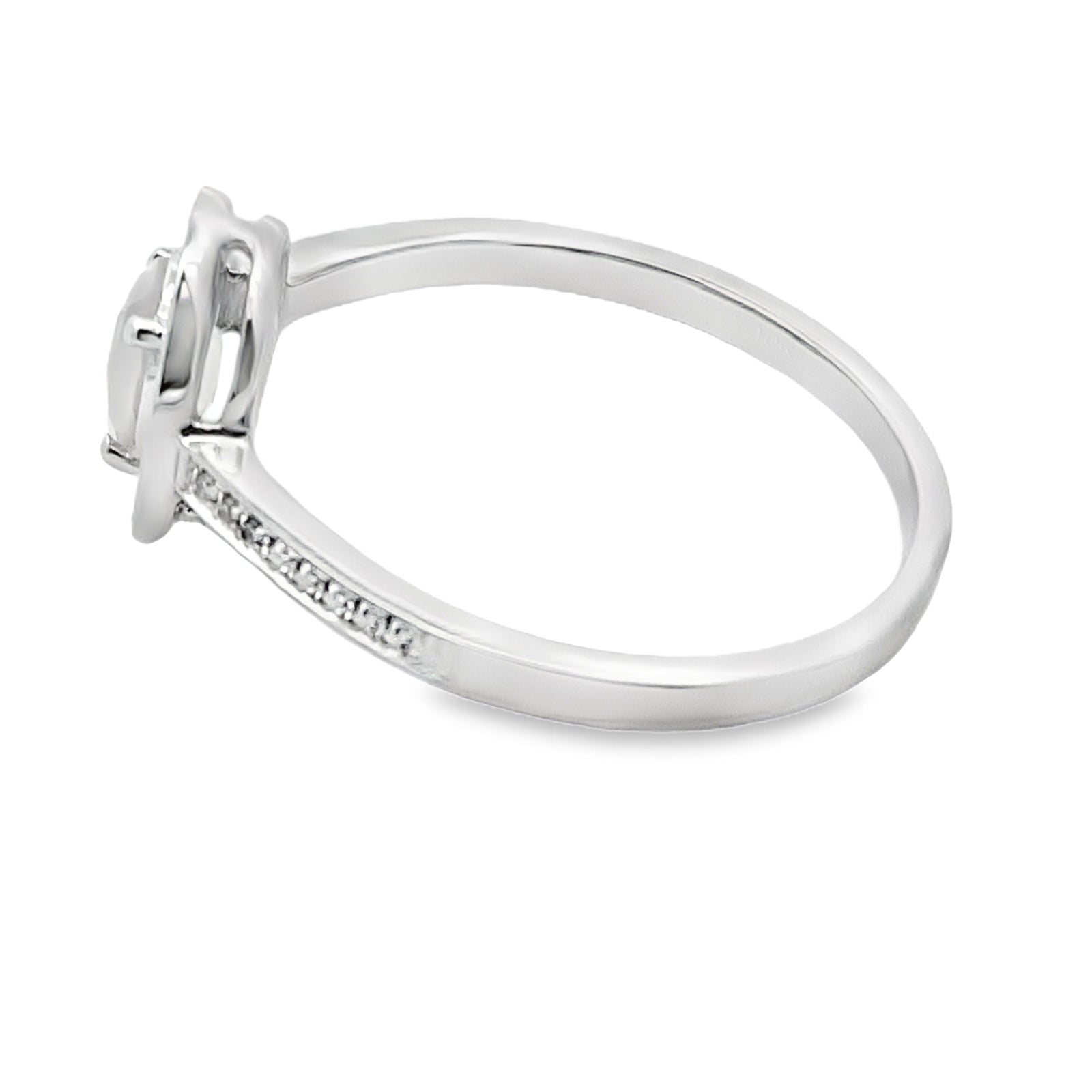 Natural .44ct Rose Quartz Diamond Ring 10KT White Gold