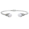 Brazalete rígido de perlas en plata de ley y oro de 18 quilates