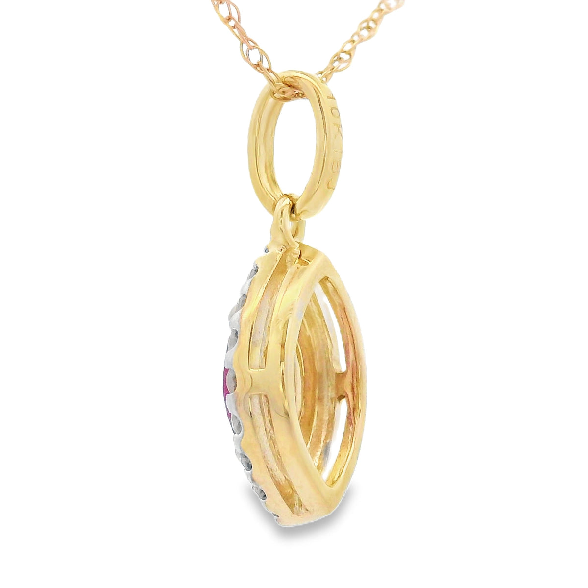 Colgantes de moda de rubí y diamantes de .26 ct en oro amarillo de 10 KT