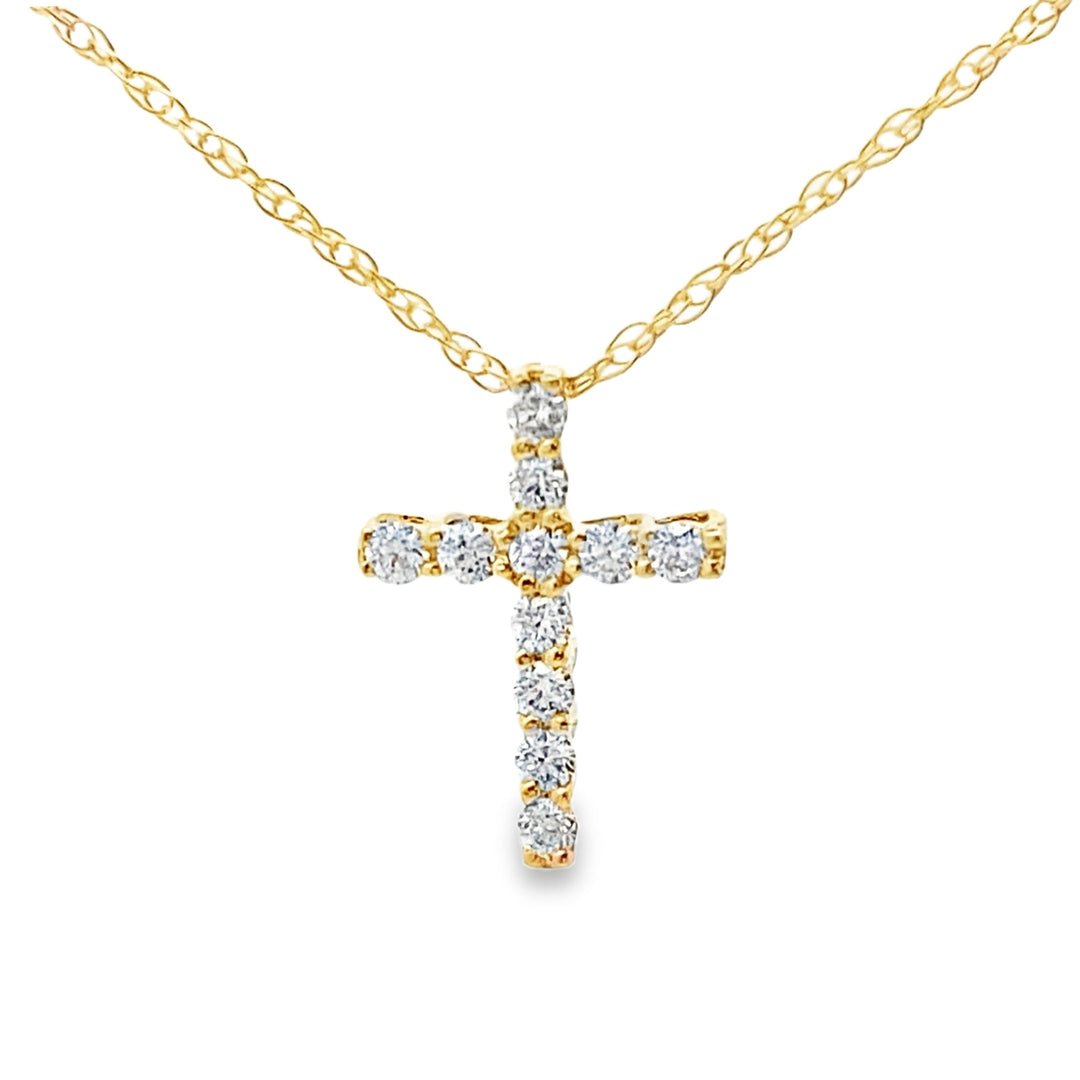 .12ct Diamond Cross Religious Pendant 10KT Yellow Gold