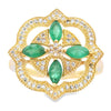 Anillo de diamante y esmeralda natural de 0,69 ct, oro amarillo de 14 kt