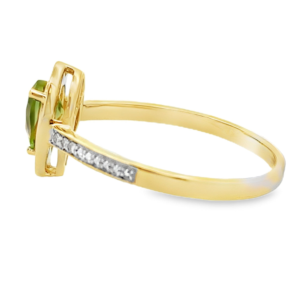 Anillo auténtico de Peridoto y Diamantes de .50ct en Oro Amarillo de 10KT
