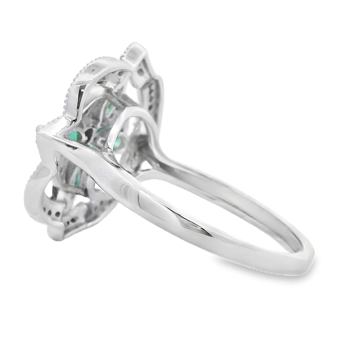 Genuine .69ct Emerald Diamond Ring 14KT White Gold