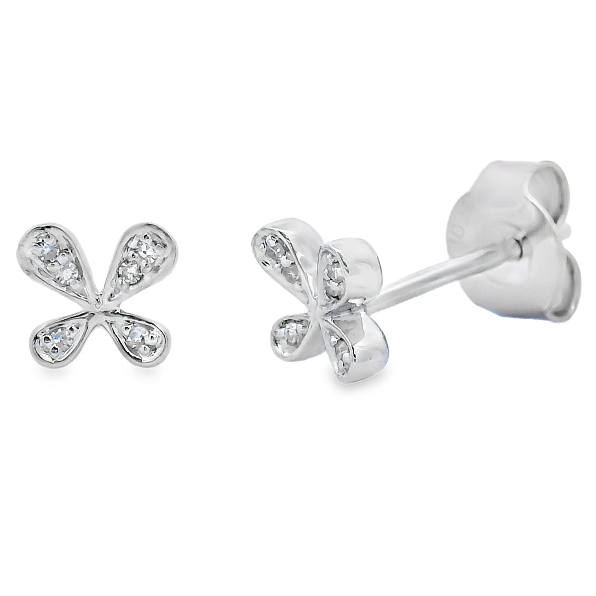 Natural .03ct Diamond Earrings 10KT White Gold