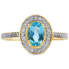 Genuine .49ct Blue Topaz Diamond Ring 10KT Yellow Gold