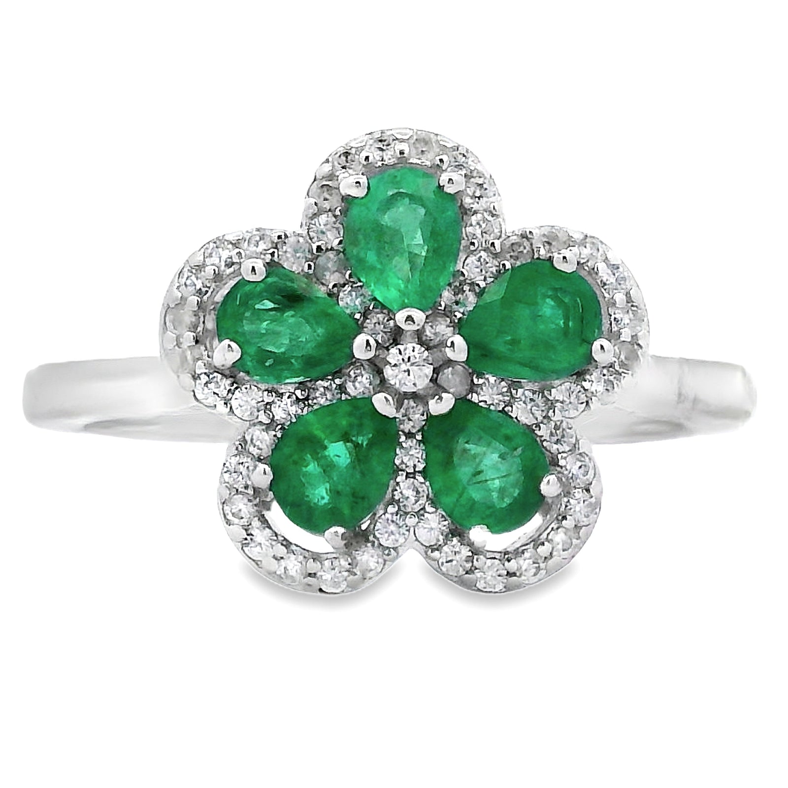 Auténtico Anillo de Plata de Ley con Zirconia Esmeralda de 1.01 ct